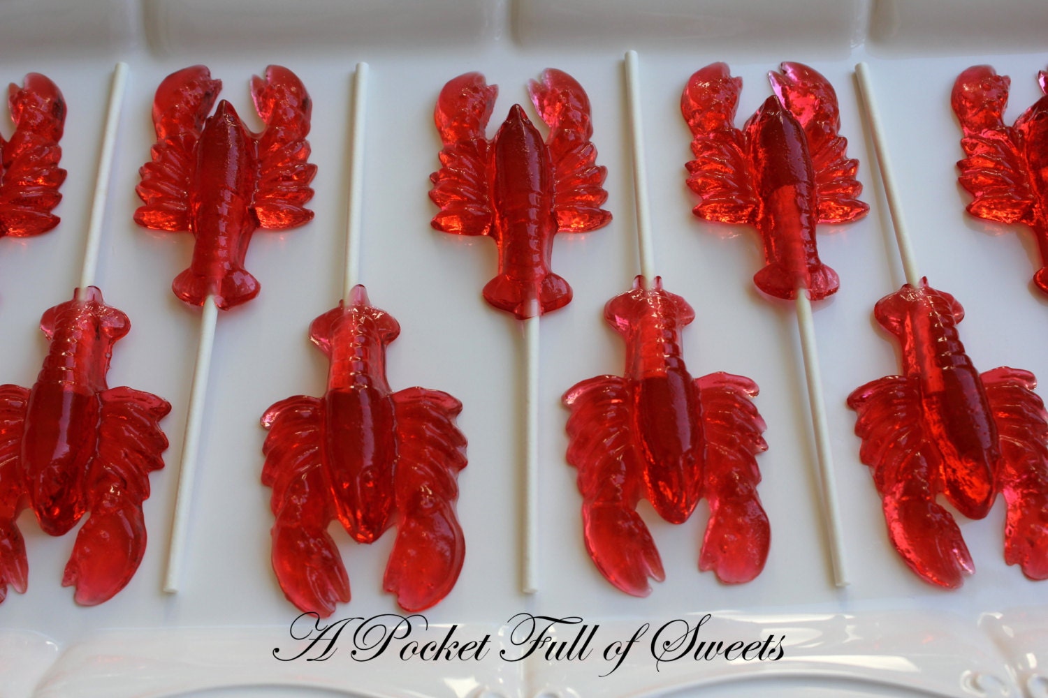 MARDI GRAS Favor Crawdad Lobster Crayfish Barley Sugar Hard Candy Lollipops Birthday Party Beach Wedding