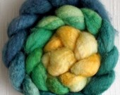 Superwash BFL Wool Roving - Hand Painted Felting or Spinning Fiber Blue Face Leicester 4 oz