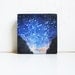 Summer Night Sky.   Oil Painting on Wood.  Small Original Artwork. Mountains.  Star Gazing.  Stars.