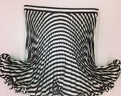 Silk Black and White Pleated Mini Skirt