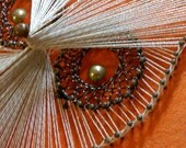 Vintage 1960s 1970s Retro Groovy Orange Momma & Baby OWL Owls STRING ART Wall Hanging