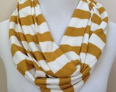 Mustard & White Stripe Infinity Scarf