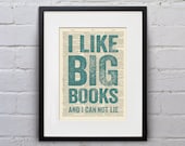 I Like Big Books And I Can Not Lie - Inspirational Quote Dictionary Page Book Art Print - DPQU057