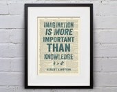 Imagination Is More Important / Albert Einstein - Inspirational Quote Dictionary Page Book Art Print - DPQU008