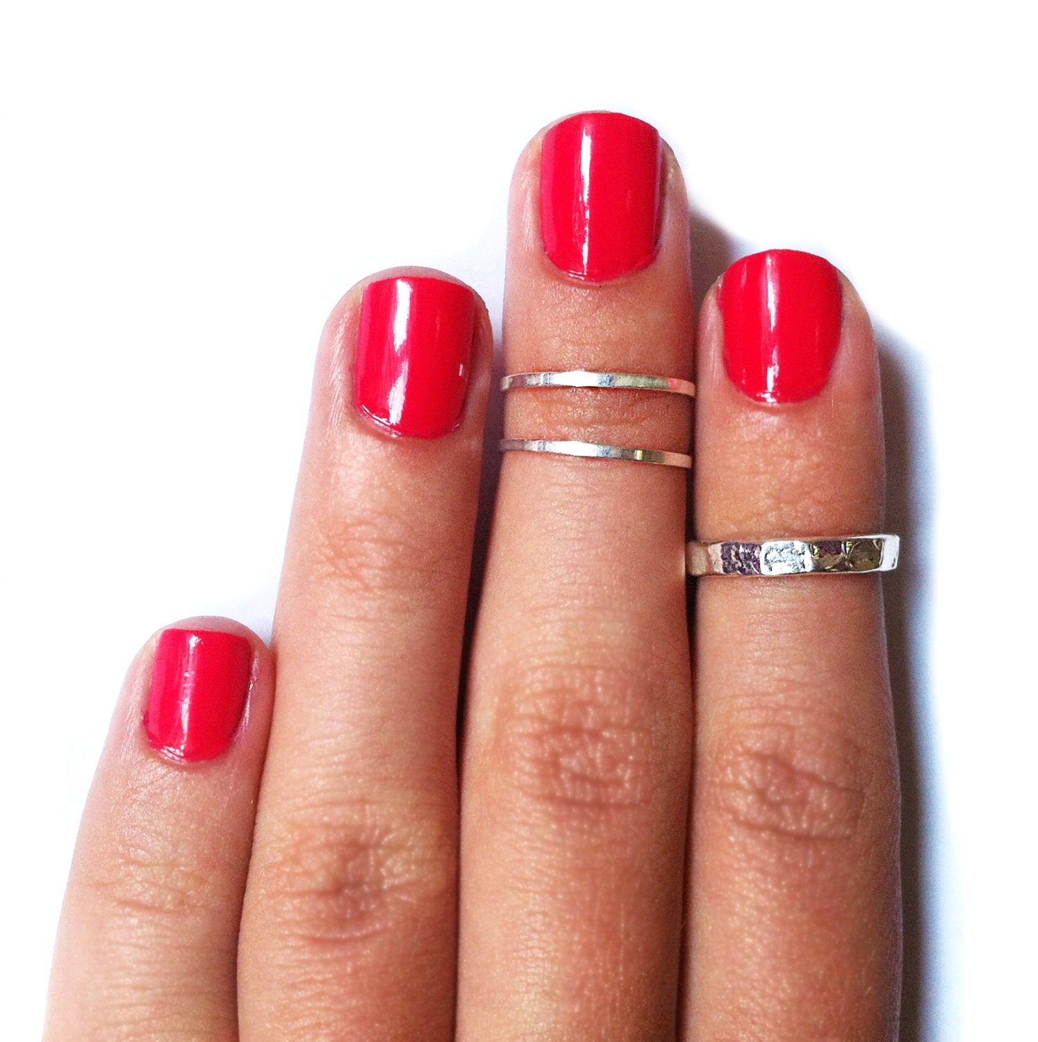 3 Above the Knuckle Silver rings - Z Classic Silver Combo - set of 3 rings stackable midi rings
