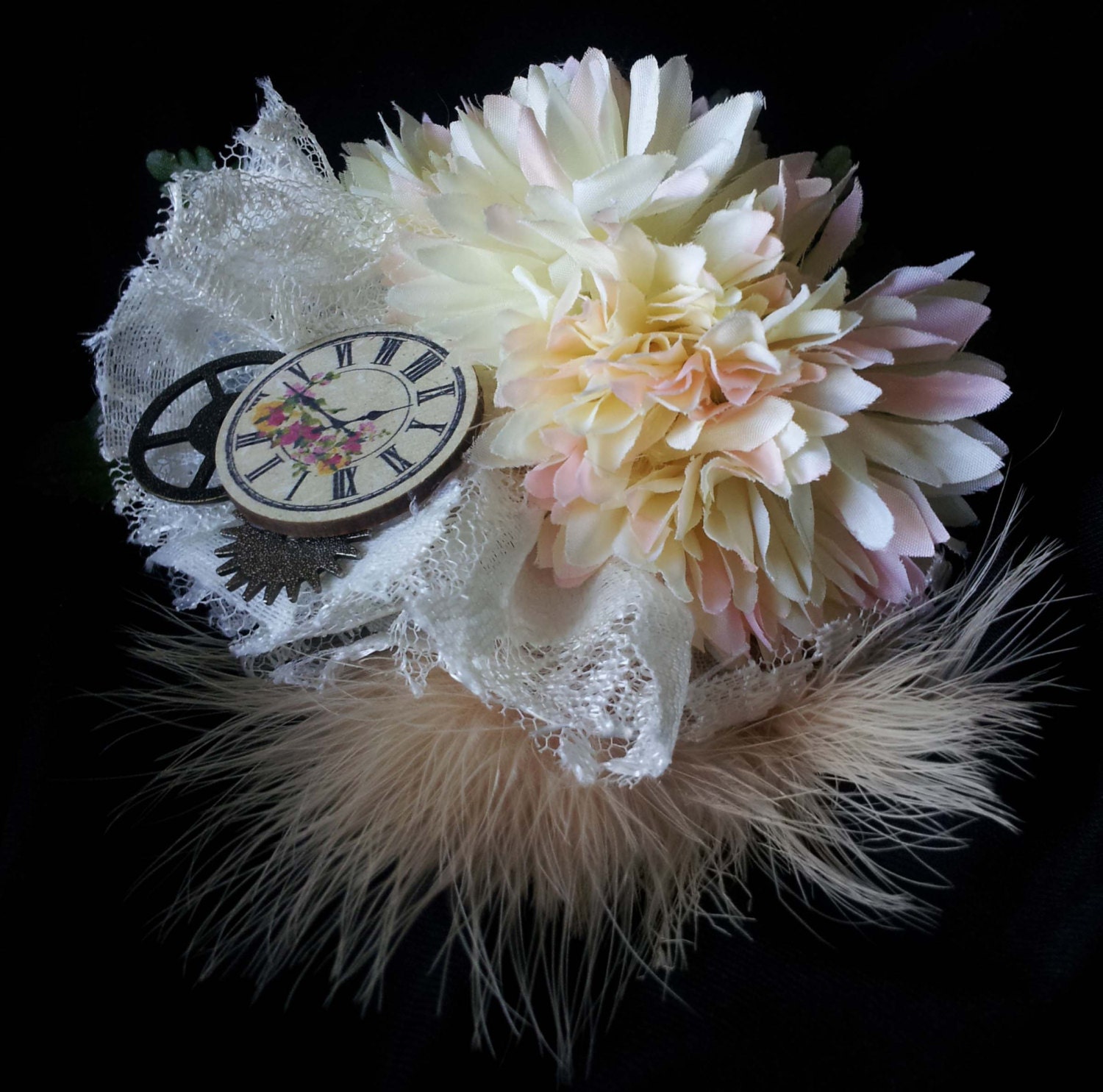 STEAMPUNK,  CORSAGE, PROM, ooak, Wedding, Bridesmaid, Victorian, Victoriana, wrist corsage