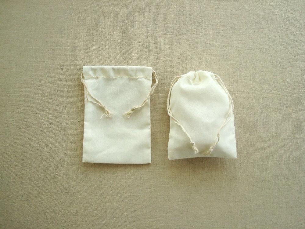 4 x 6 qty. 10 Best Cotton Muslin bags, plain cotton bag, double drawstring