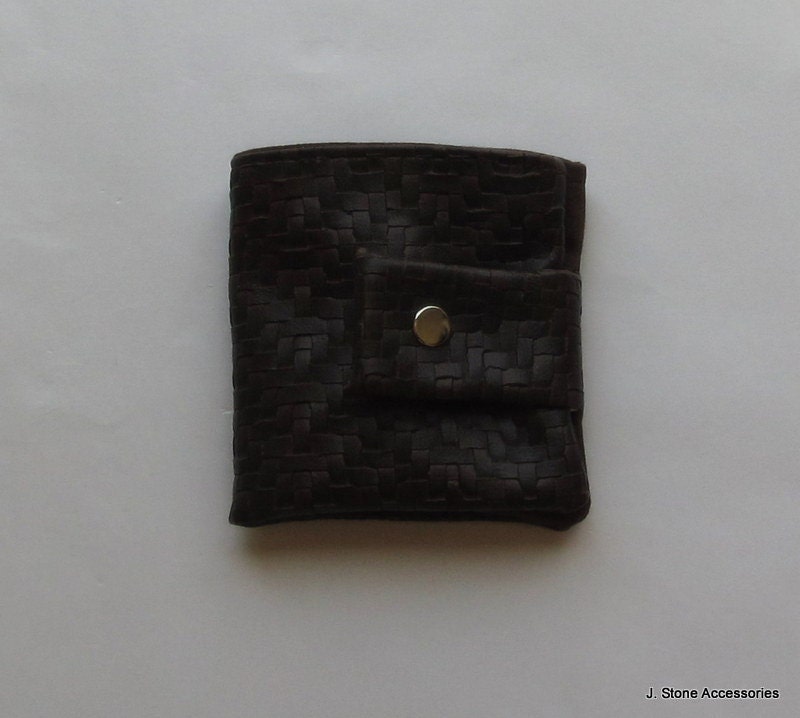 Women's Wallet, Billfold Wallet, Women's Brown Basket Weave Design Faux Leather Wallet.
