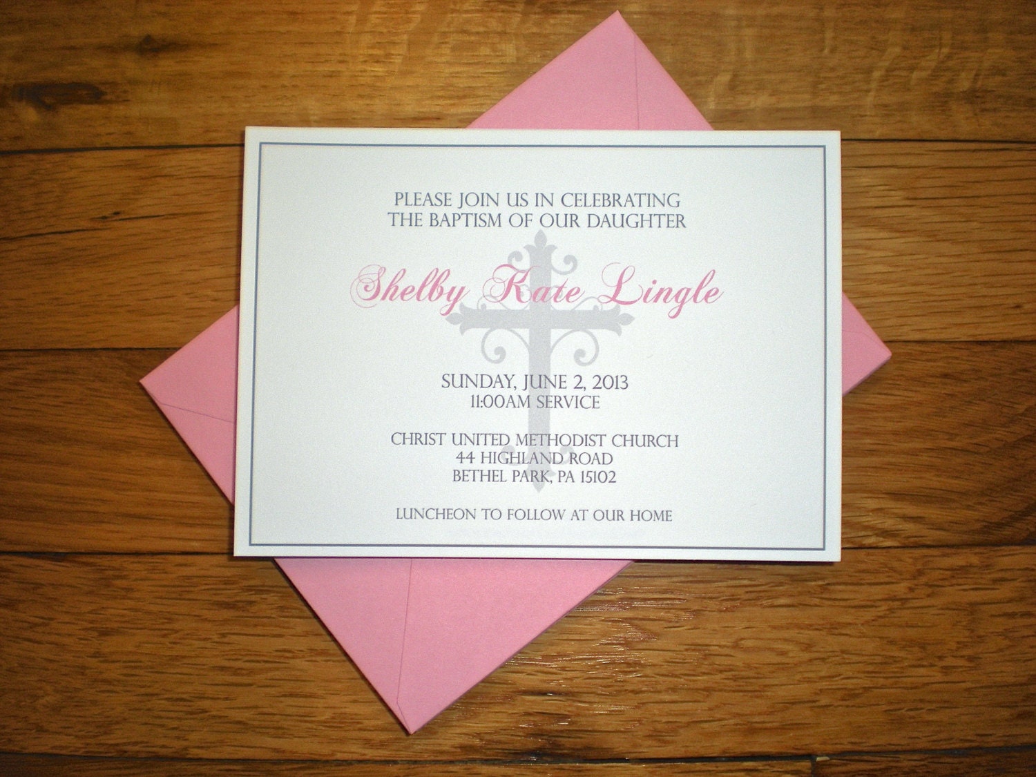 Simple & Elegant Baptism Invitations for Baby Girl (set of 20)