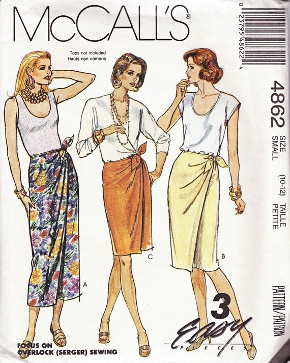 McCalls 4862 Vintage 90s Womens Wrap Skirt Pattern