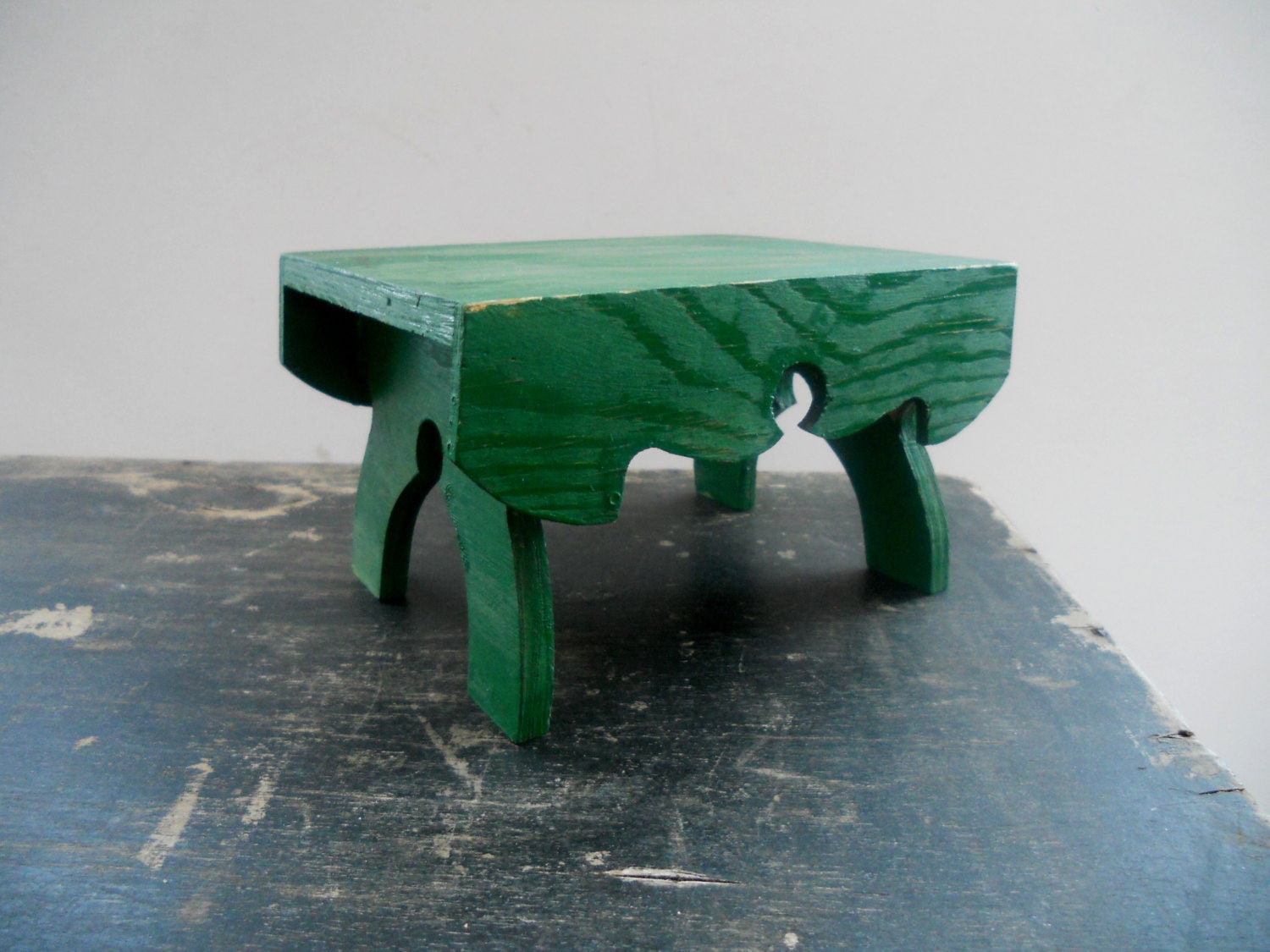 Vintage Swedish wooden doll table Handmade Doll furniture Swedish folk art Green toy play table