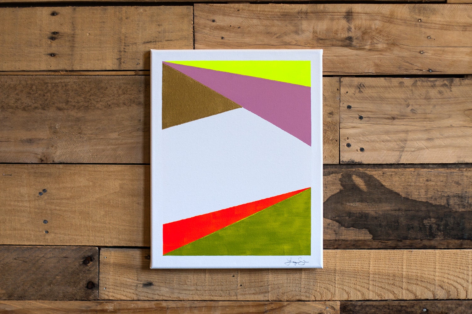 Geometric Art Color Blocking / Acrylic Original Painting 11 x 14 - Hanne