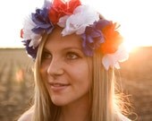 American Spirit Flower Crown-Red White and Blue