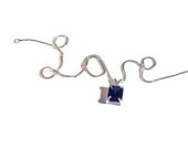Blue Wedding Necklace, Sapphire Blue Bridal Necklace, Sterling Silver Cubic Zirconia Jewelry
