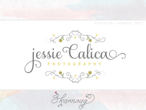 Custom, Premade, Photography, Boutique Logo Design, Heart and Flowers