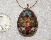 Chinese Cloisonne EGG-Mauve Red-ish Pink-ish Enamel-Pendant-Ornament-Gift Wrap Decoration-Easter