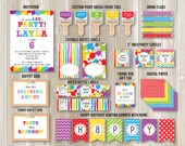 Art Party Rainbow Party Package - Digital Invite water bottle labels party circles favor tags and more - DIY paint crafts colorful birthday Il_170x135