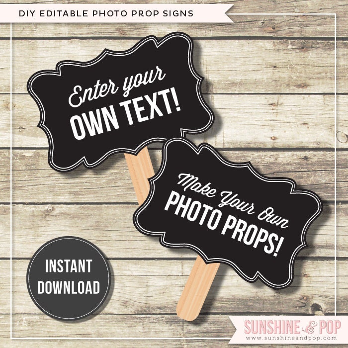 INSTANT DOWNLOAD - DIY Editable Wedding Photo Props & Signs - Photo Booth Engagement Printable Pdf Il_170x135