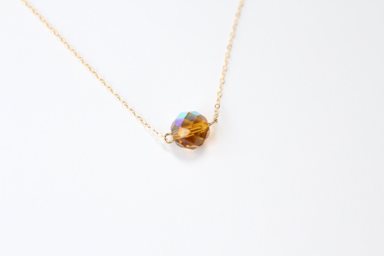 Amber bead 14k gold filled necklace - delicate jewelry