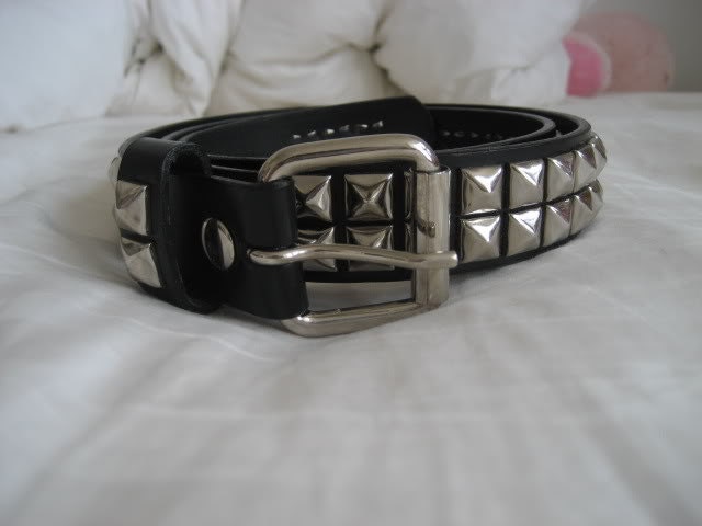 1990s Hot Topic Studded Spiked Punk Rock Metal Goth Leather Belt