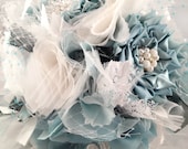 Aqua Teal Light Blue Eco Fabric Bouquet