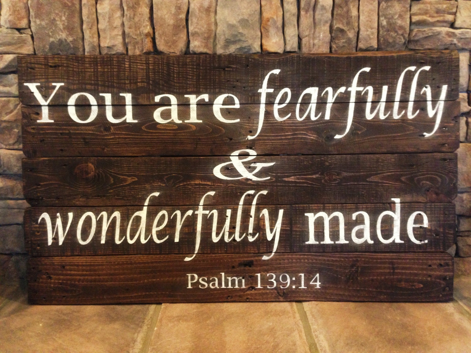 Reclaimed "You are fearfully and wonderfully made" hand painted sign