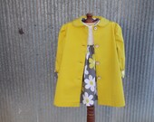 Vintage inspired hand smocked dress with matching yellow coat size 3t