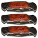 3 Personalized Groomsmen Gifts - Custom Engraved Wood Handle Pocket Knife Hunting Knives - Groomsman Best Man Ring Bearer Gift