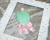 Old Hollywood Glamour feather headband in Mint OR white with pink bow and center - girls-toddler-baby-photoprop