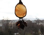 STATEMENT necklace, big, huge pendant, carnelian, jade, glass lampwork,  stone pendant, green, stone pendant, delicate pendant, by MARIAELA