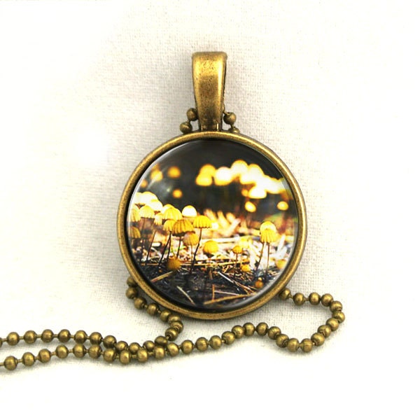 10% SALE Necklace Yellow Little Mushroom Pendant Necklaces Gift