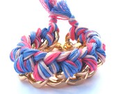 Magnolia Arm Candy Chain Woven Bracelet Lavender Pink Cream Chunky Gold Chain Bracelet