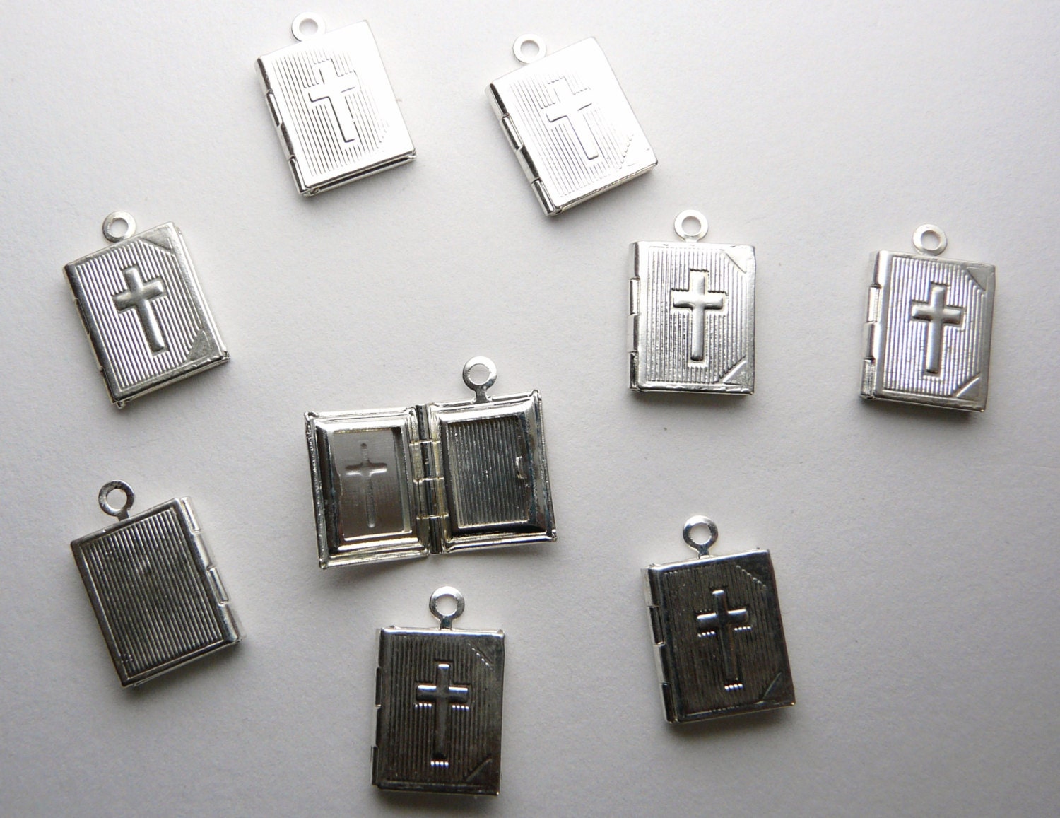 9 Locket, Mini Photo Lockets with Cross Charm, Religious Lockets,  Craft Supplies, UK seller