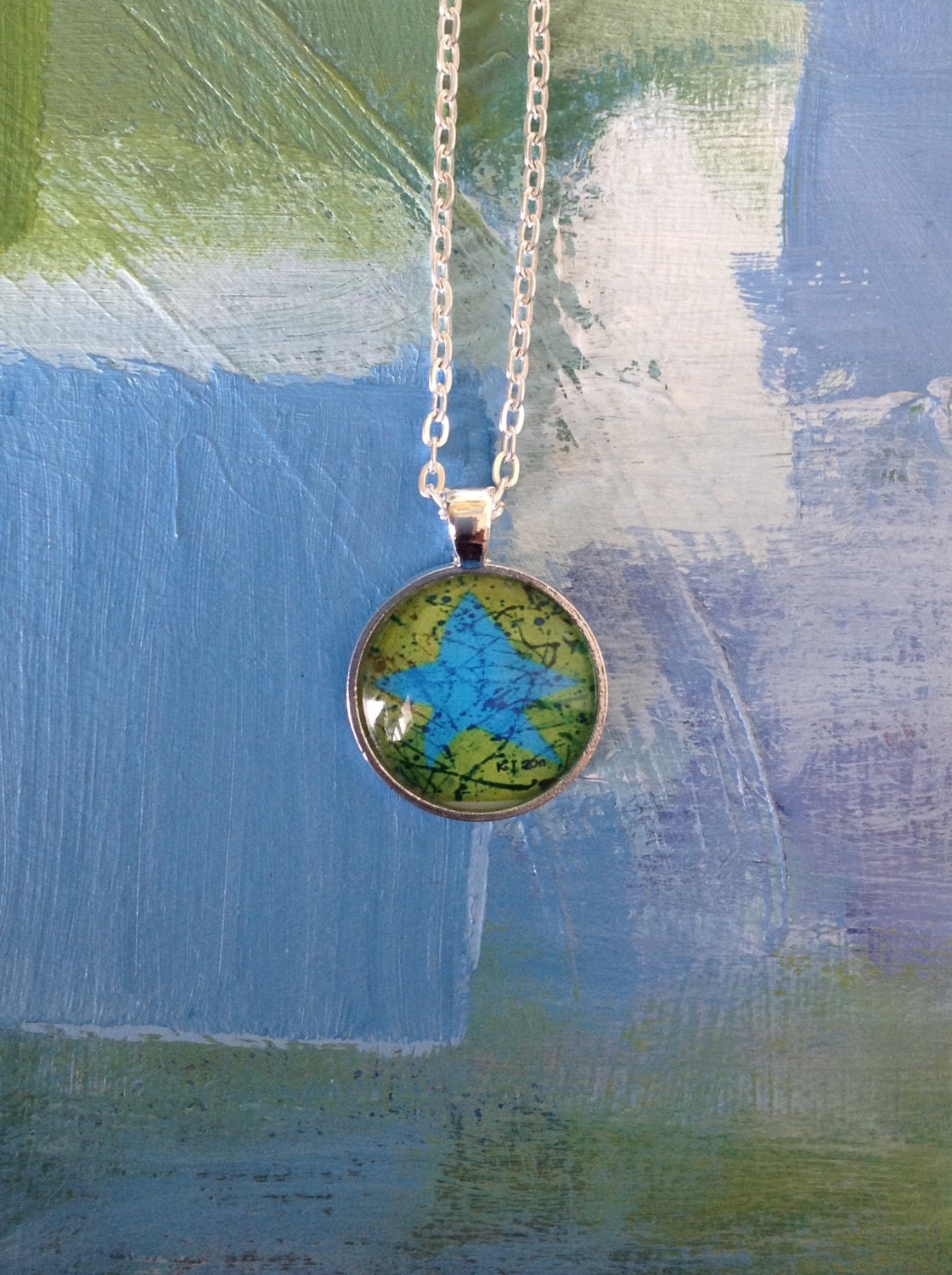 Star Splatters Round Pendant