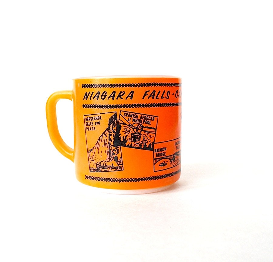 Niagara Falls Fire King Mug Orange Coffee Cup Tea Cup Vintage Souvenir Canada Retro Housewares Retro Kitchen