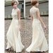 Cream Lace Rhinestone and Sequin Chiffon Gown