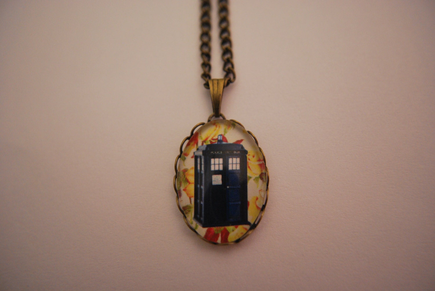 Doctor Who inspired TARDIS cabochon necklace