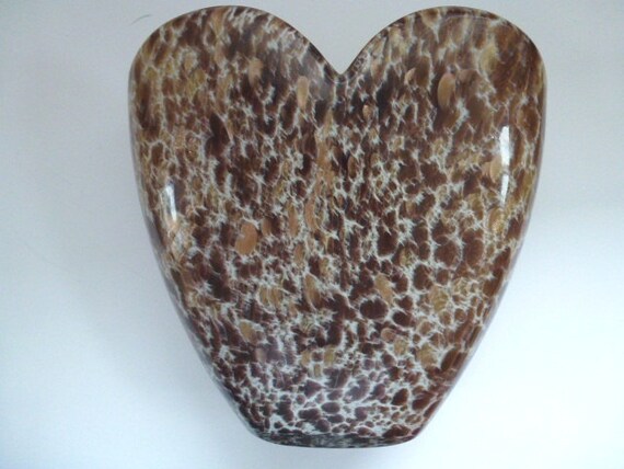 Huge Art Glass Animal Print Heart Vase Waste Basket