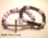 Lavendar & Black Cross Bracelet Set