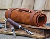 Hand made leather tool roll, wrench roll, tool organiser, tool case, gifts for men - Rivetandleatherco