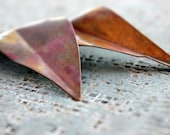 Copper jewelry - rose leaf earrings - hand crafted earrings - nature jewelry - OOAK - metal smith earrings