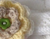 Hand Knitted Baby Headband with Crochet Flower