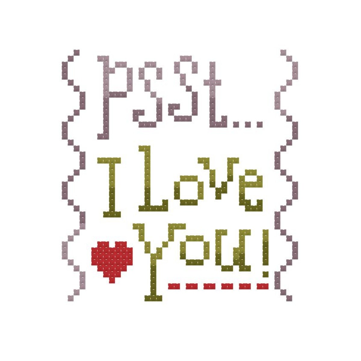 I Love You Cross Stitch Pattern PDF