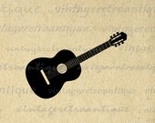 Acoustic Guitar Graphic Digital Printable Music Illustration Download Image Antique Clip Art for Transfers etc HQ 300dpi No.3314