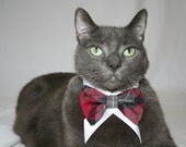 Grey & Burgundy Plaid Bow