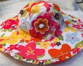 Baby Girls Infant Toddler Floral Sunhat Hat - Handmade Irish Rose - Sizes 0-12m, 12-24m, 2T-3T, 4T-5T