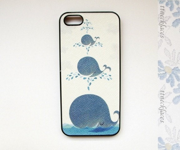 Fun Art Whales Leather Cover iPhone 5 Case - HiStyle