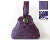 RETRO FLOWER BAG from felted wool - Purple