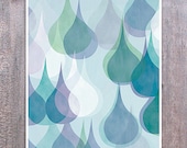 Abstract Rain Drops Wall Art Digital Print Home Decor Poster Neutral Decor Kitchen Bathroom Art Blue Green Mauve Giclee Print