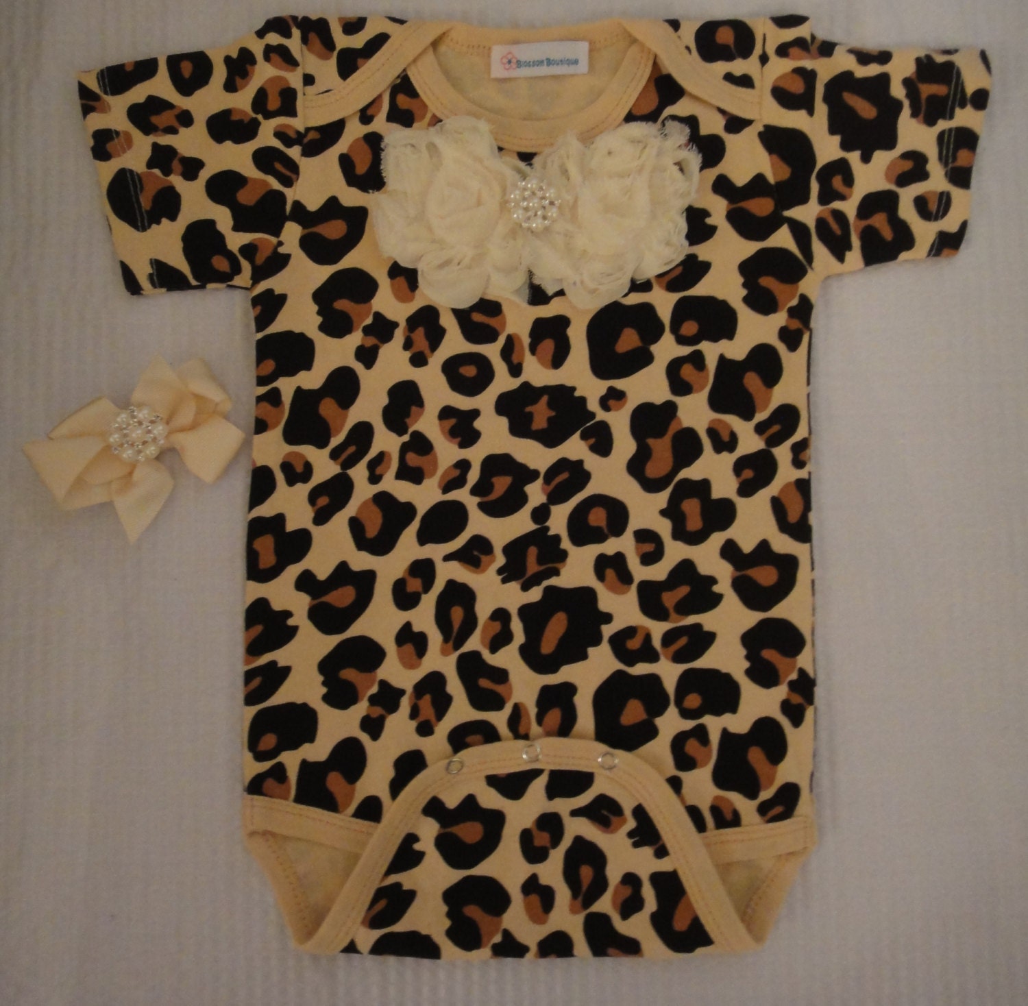 Cheetah leopard print baby girl one piece by Blossomgirlboutique